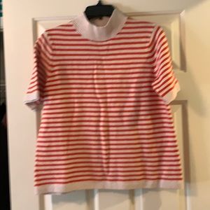 Orange and white mock turtleneck